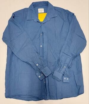 Linen Attire by Ranees Miami Mens XXL Blue Linen Blend Long Sleeve Button Shirt